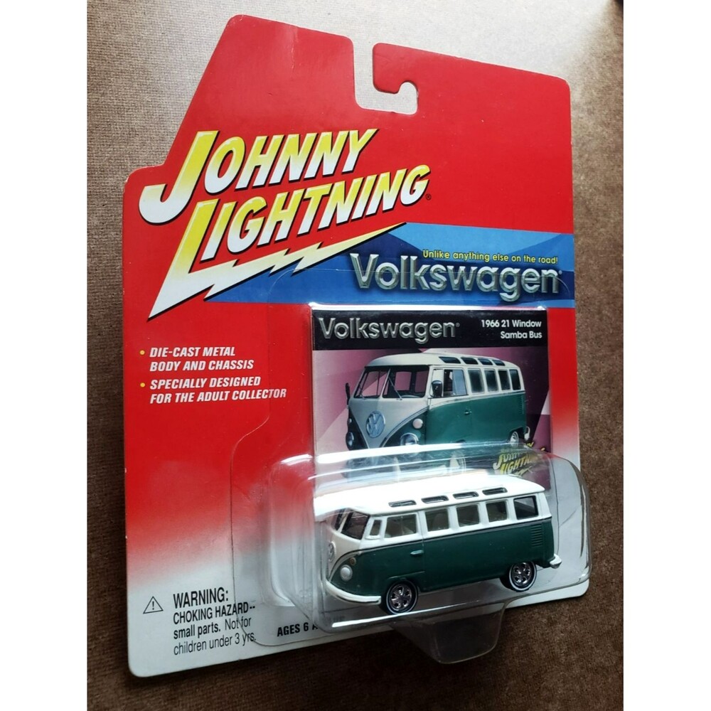 2002 Johnny Lightning VOLKSWAGEN VW 1966 21 WINDOW SAMBA BUS GREEN 1:64 5 Spoke - Picture 7 of 16